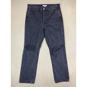 Re/Done Jeans Mens‎ 30 Black Distressed Casual American Button Fly Denim Adult